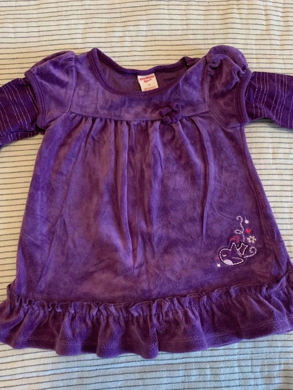 Vintage OshKosh B'gosh Purple Velvet Velour Dress | 6M